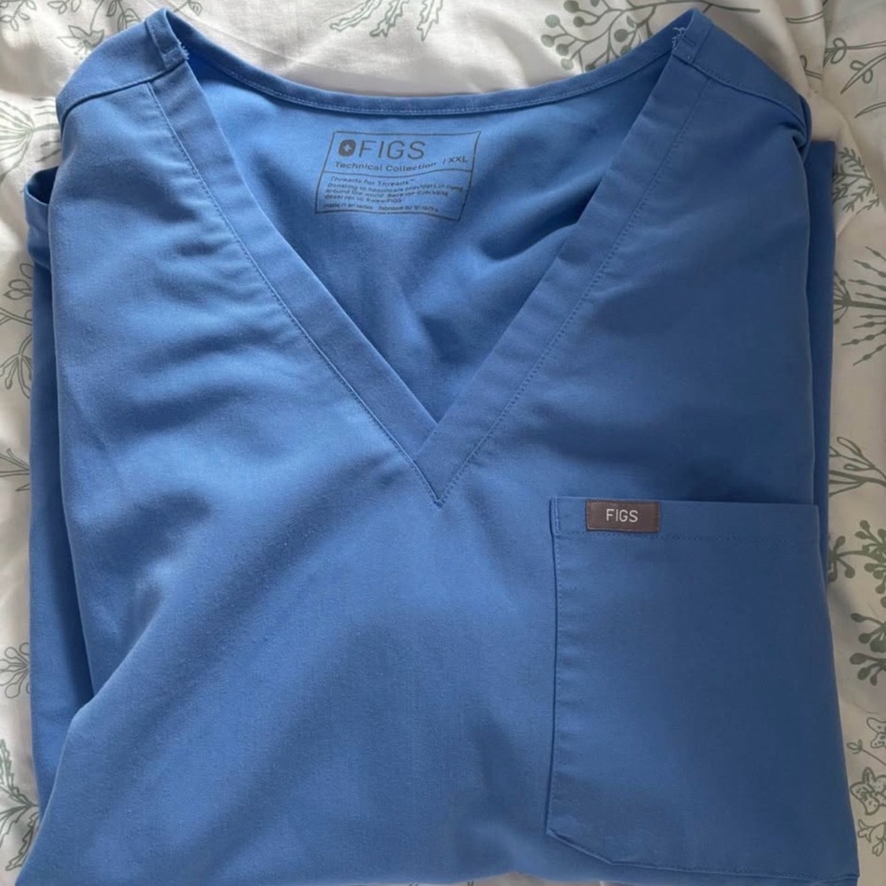 Figs Blue Scrub Top